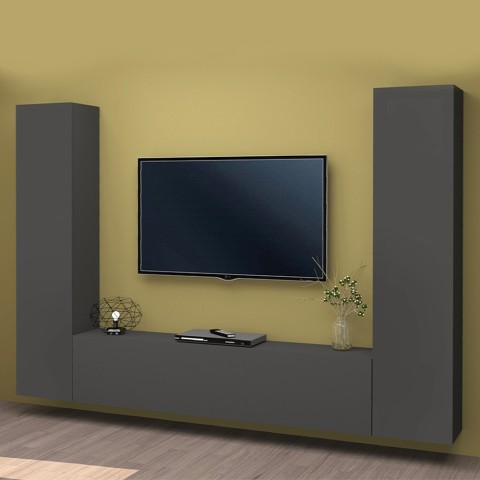 Vibe RT armário de TV cinzento moderno sistema de parede suspensa 2 armários Promoção