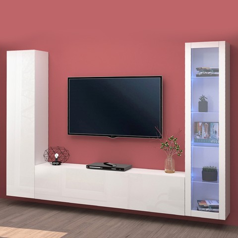 Móvel de TV branco suspenso e móvel de parede Peris WH Promoção