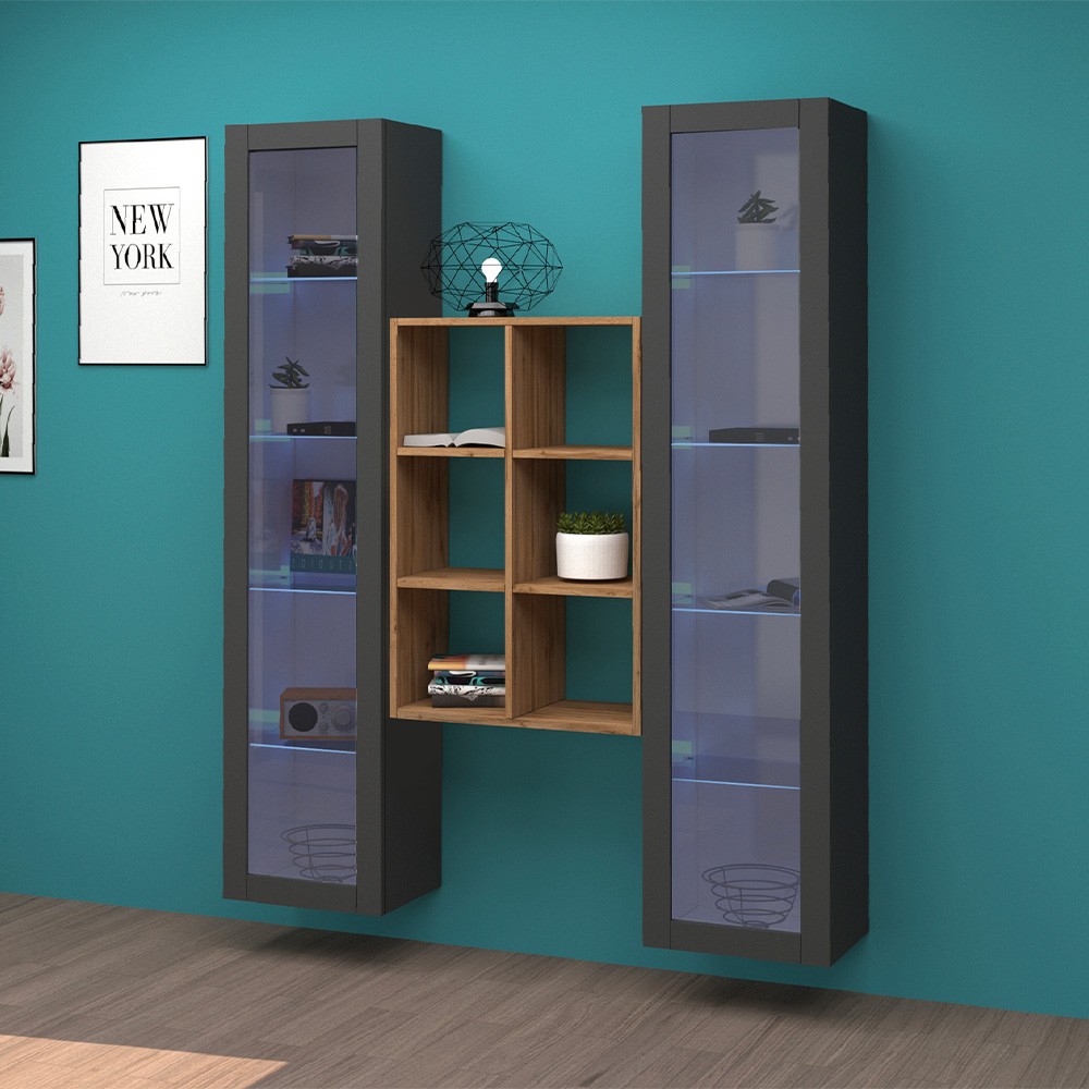 Armário Móvel de TV Moderno Elegante Sala de Estar Preto Vidro Kesia RT