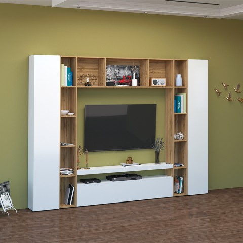 Arkel WH unidade de parede da estante de madeira branca da TV Promoção