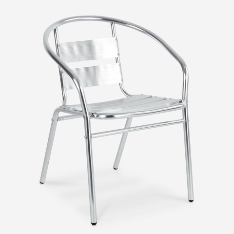 Cadeira de alumínio com braços jardim bar restaurante empilhável Sunday Promoção