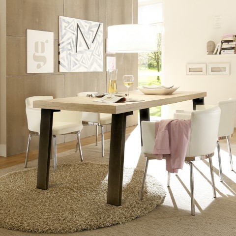 Mesa de jantar estilo industrial 190x90cm madeira e ferro Makani Palma Promoção