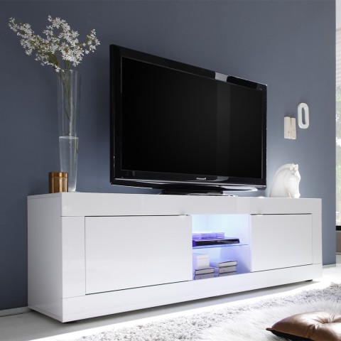 Móvel de TV sala de estar moderno branco brilhante 2 portas Nolux Wh Basic Promoção