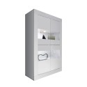 Vitrina moderna sala de estar 4 portas de vidro branco brilhante Tina Basic Oferta