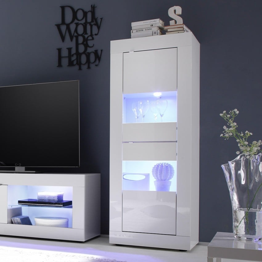 Vitrina Branco Brilhante Design Moderno Sala de Estar Nina Wh Basic Promoção Vitrina Branco Brilhante Design Moderno Sala de Estar Nina Wh Basic Promoção