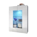 Vitrina 2 portas vidro branco brilhante moderno sala de estar 121x166cm Murano Wh Oferta
