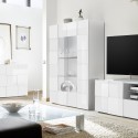 Vitrina 2 portas vidro branco brilhante moderno sala de estar 121x166cm Murano Wh Saldos