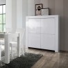 Aparador móvel sala de estar cozinha alto 4 portas branco brilhante Moyen Amalfi Promoção