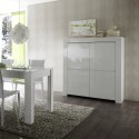 Aparador móvel sala de estar cozinha alto 4 portas branco brilhante Moyen Amalfi Saldos