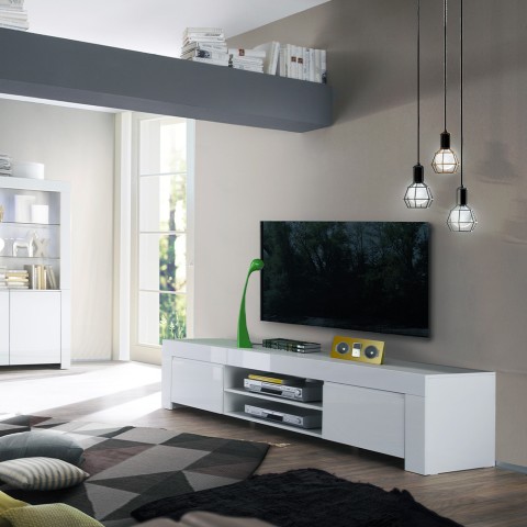 Móvel de TV moderno 2 portas branco brilhante Tab Amalfi Promoção