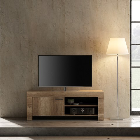 Móvel de TV de madeira de carvalho 140 cm com compartimentos e porta Petite Land Promoção
