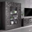 Vitrina sala de estar 2 portas cinzento brilhante design moderno 121x166cm Ego Rt Escolha