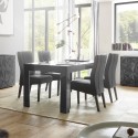 Mesa de jantar moderna cinzenta brilhante 180x90cm Uxor Prisma Descontos