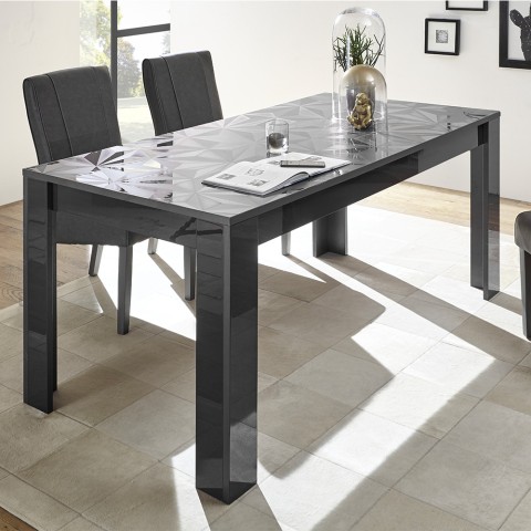 Mesa de jantar moderna cinzenta brilhante 180x90cm Uxor Prisma Promoção