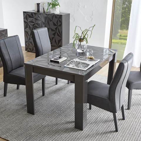 Mesa de jantar 90x137-185cm extensível cinzento brilhante Plus Prisma Promoção