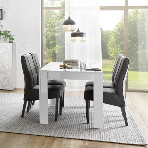 Mesa de sala de jantar 180x90cm branco brilhante moderno Athon Prisma Promoção