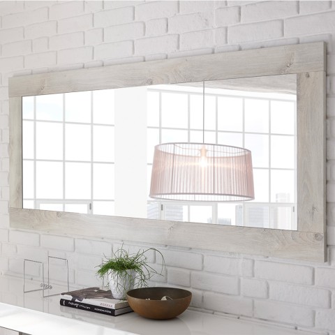 Espelho sala de estar moldura de madeira branca 75x170cm Self Urbino Promoção