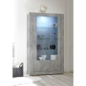 Vitrina sala de estar 2 portas de vidro moderno cinzento cimento 110x191cm Dern Ct Saldos