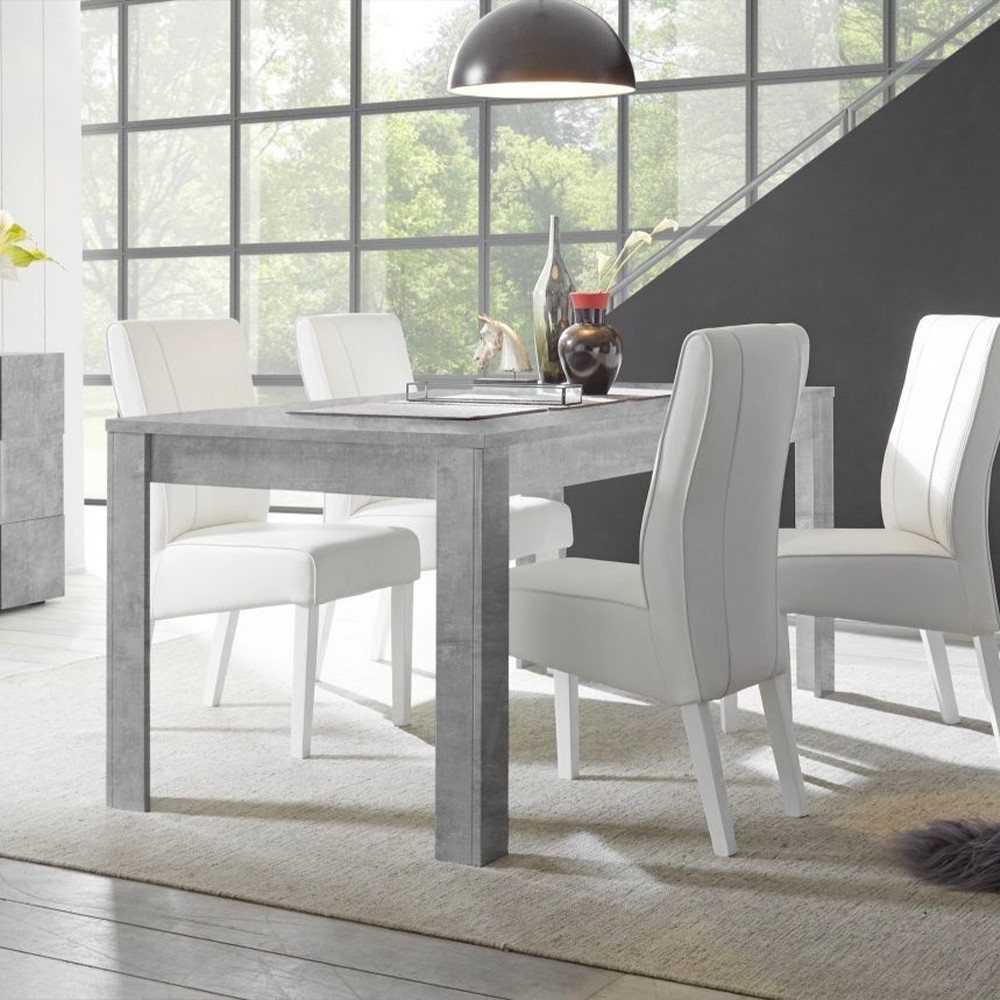 Mesa de sala de jantar 180x90cm moderno cinzento cimento extensível Icaro Urbino