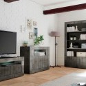 Aparador sala de estar moderno preto 2 portas 110cm Minus Ox Urbino Saldos
