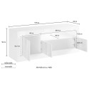Móvel de TV branco brilhante cimento 3 portas 138cm moderno Jaor BC Descontos