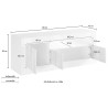 Móvel de TV branco brilhante cimento 3 portas 138cm moderno Jaor BC Descontos