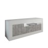Móvel de TV branco brilhante cimento 3 portas 138cm moderno Jaor BC Oferta