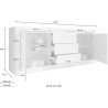 Aparador Branco e Cinzento Sala Corredor Cozinha Moderno 210cm Tribus BC Basic Características