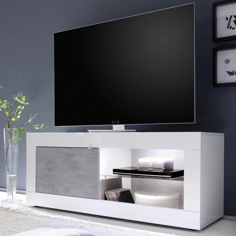 Móvel Moderno para TV Branco Brilhante e Cinzento Diver BC Basic Promoção