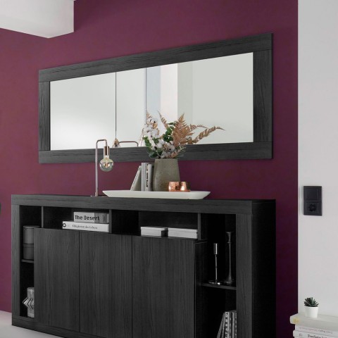 Espelho de parede moderno moldura em madeira de carvalho preto 75x170cm Lynx Rimini Promoção
