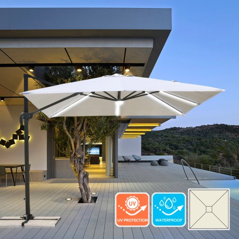 Guarda-sol Quadrado para Jardim com Luz LED e Painel solar integrado 3x3 Paradise Promoção