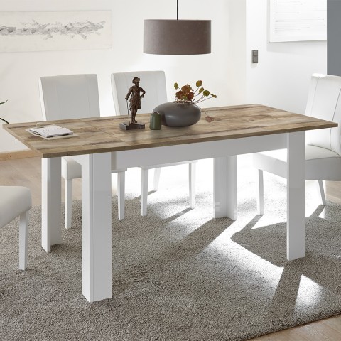 Mesa de cozinha extensível branco brilhante madeira 90x137-185cm Dyon Basic Promoção