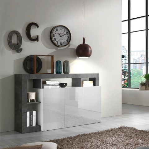 Armário de Cozinha Moderno Branco Brilhante 146cm Hailey BX Promoção