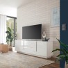 Móvel para TV Branco Brilhante Moderno Elegante 1 Porta 2 Gavetas Jupiter WH T1 Descontos