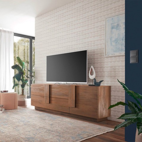 Base móvel para TV com 2 gavetas e 1 porta de madeira 181cm Jupiter MR T1. Promoção