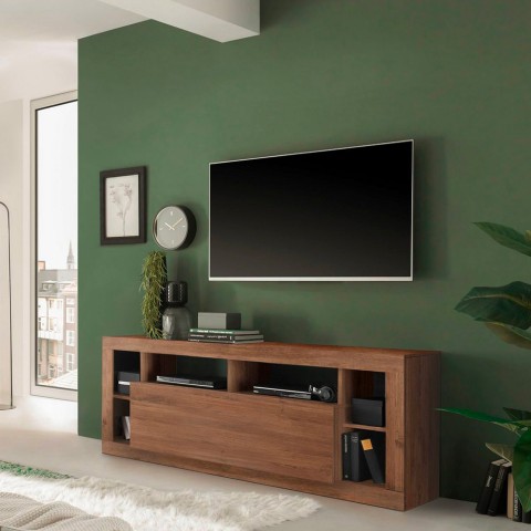 Móvel para TV em madeira de 172cm de comprimento, design moderno com uma aba dobrável, modelo Misia MR. Promoção
