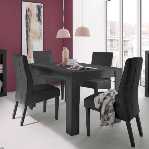 Mesa de jantar extensível preta 90x137-185cm em madeira Avant Rimini. Promoção