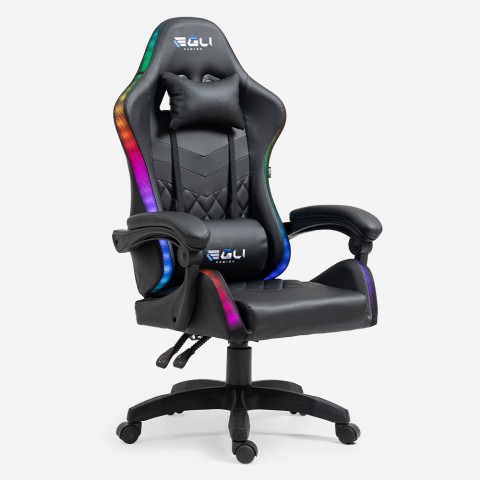 Cadeira de gaming escritório ergonómica em pele LED RGB The Horde XL Promoção