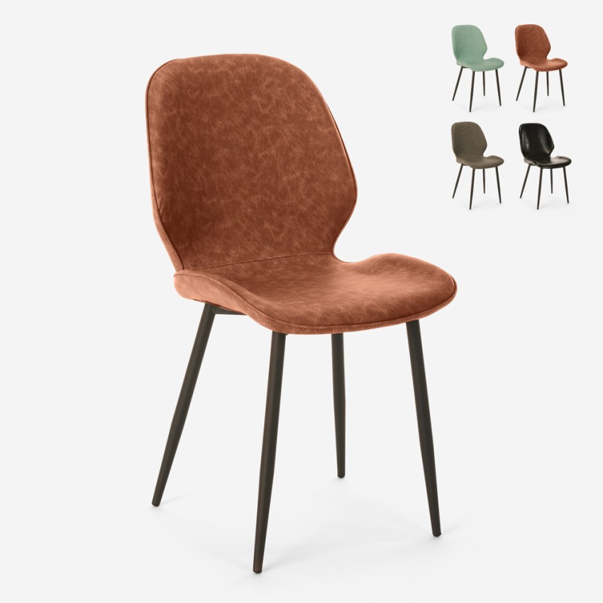 Cadeira Moderna em Pele Sintética Metal para Cozinha Bar Restaurante Lyna 