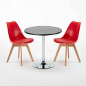 Mesa Redonda Preta com  2 Cadeiras p/Uso Interior 70x70cm Nordica Cosmopolitan 