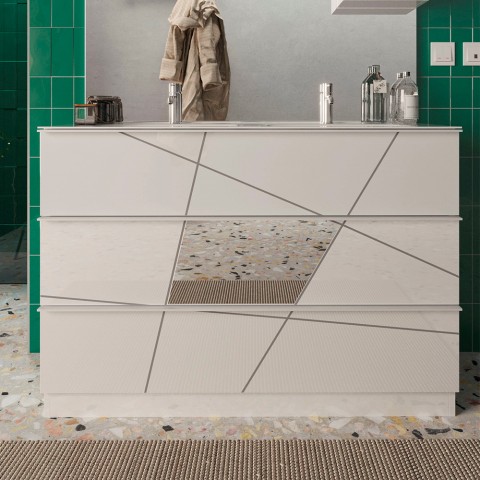 Móvel Armário de Casa de Banho com Lavatório Moderno Branco Liz T Promoção