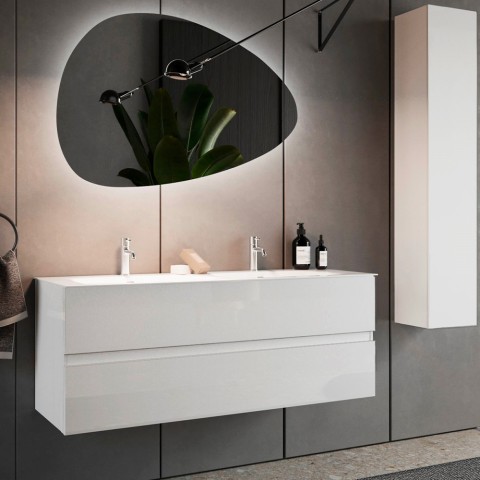 Móvel para Casa de Banho Moderno com Lavatório Branco Brilhante Ikon S Promoção