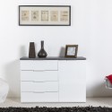 Aparador sala de estar 1 porta 4 gavetas moderna branco cinzento Clea Promoção