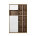 Estante sala de estar moderna madeira de carvalho 2 portas branco brilhante Sharon Saldos