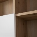 Estante sala de estar moderna madeira de carvalho 2 portas branco brilhante Sharon Descontos