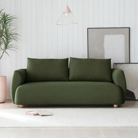 Sofá 3 lugares tecido estilo moderno nórdico design 196cm verde Geert Promoção