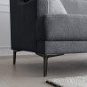 Sofá 3 lugares confortável design pés de metal 200cm tecido preto Egbert Medidas