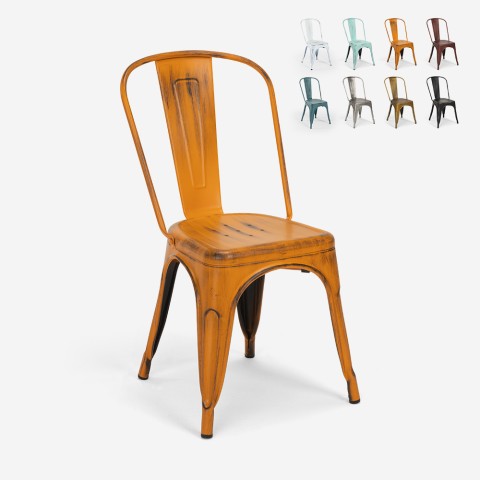 Cadeiras Vintage de Metal Aço Empilháveis, Confortáveis, Steel Old Promoção