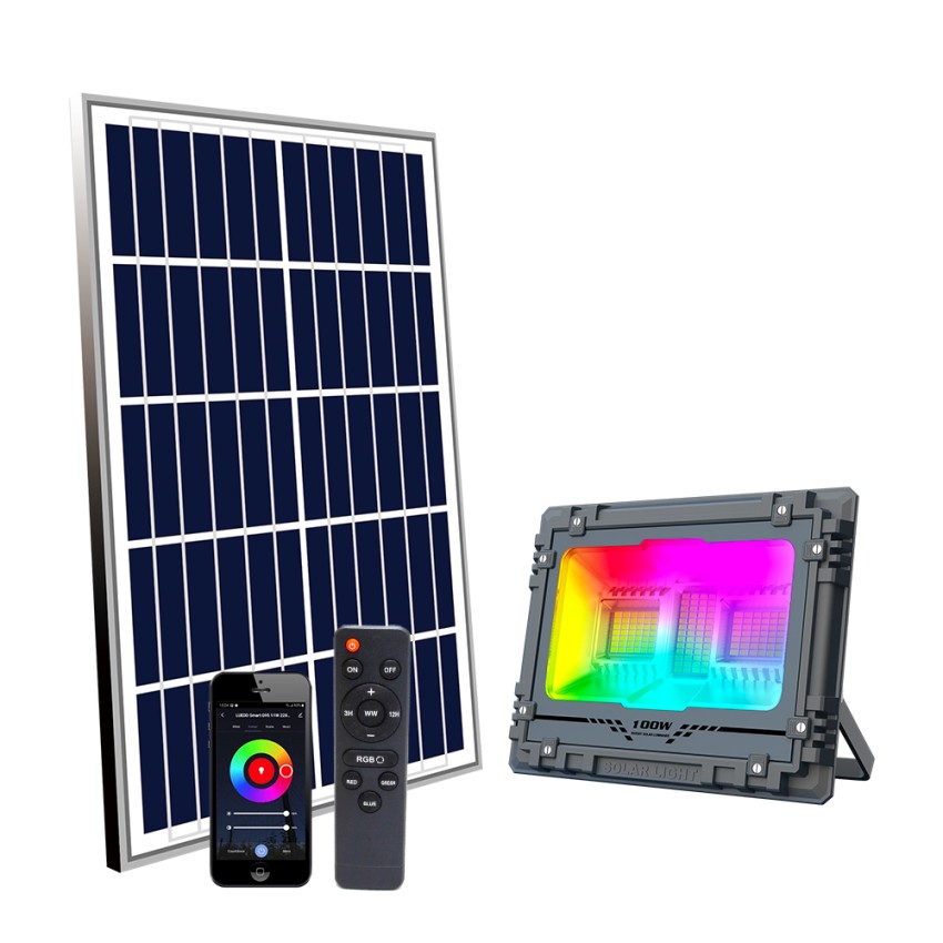 Foco LED Com Painel Solar Projetor RGB Bluetooth Toscor M