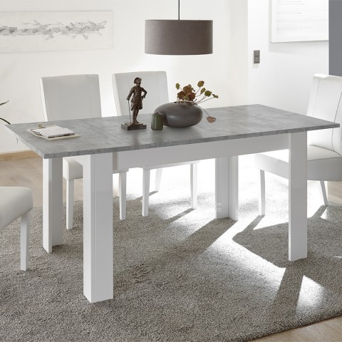 Mesa extensível 90x137-185cm branco brilhante cinza cimento Sly Basic Promoção